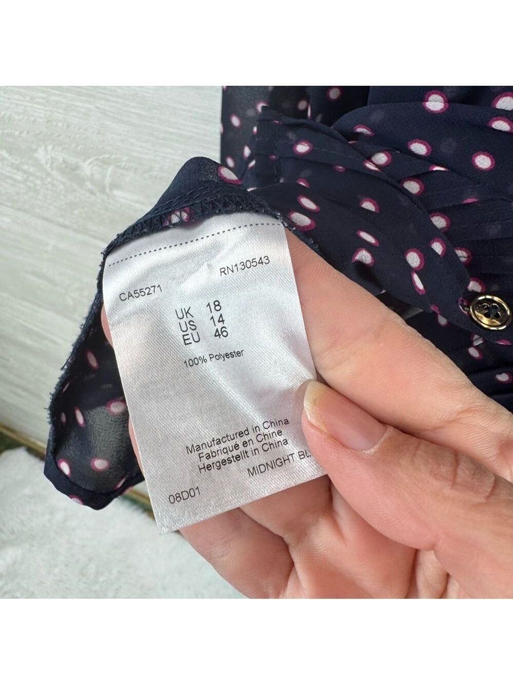 Long Tall Sally Polka Dot Semi Sheet Button Down Top - Picture 4 of 6